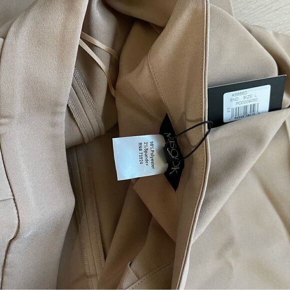 Tailored Wide Leg Twill Crepe Pant, Sand - Picture 9 of 10